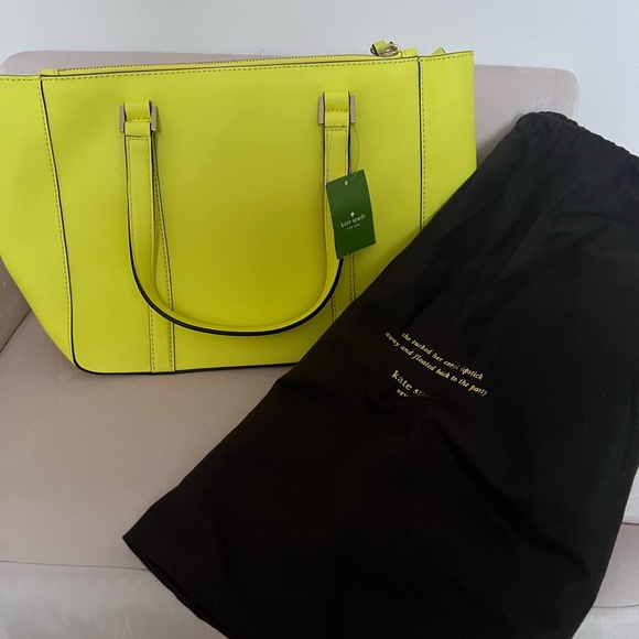 Authentic Kate Spade purse neon vibrant green tote - Picture 7 of 9